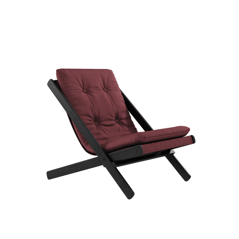 BOOGIE BLACK LACQUERED BEECH W. BOOGIE MATTRESS BORDEAUX