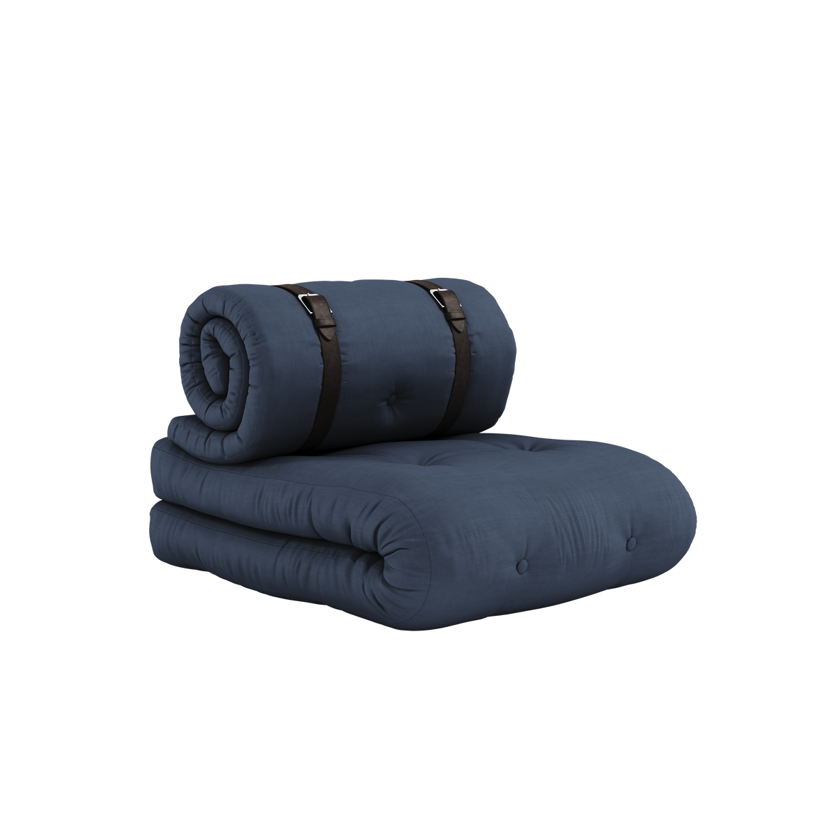 BUCKLE-UP CHAIR NAVY W. 2 BROWN LEATHER BELTS