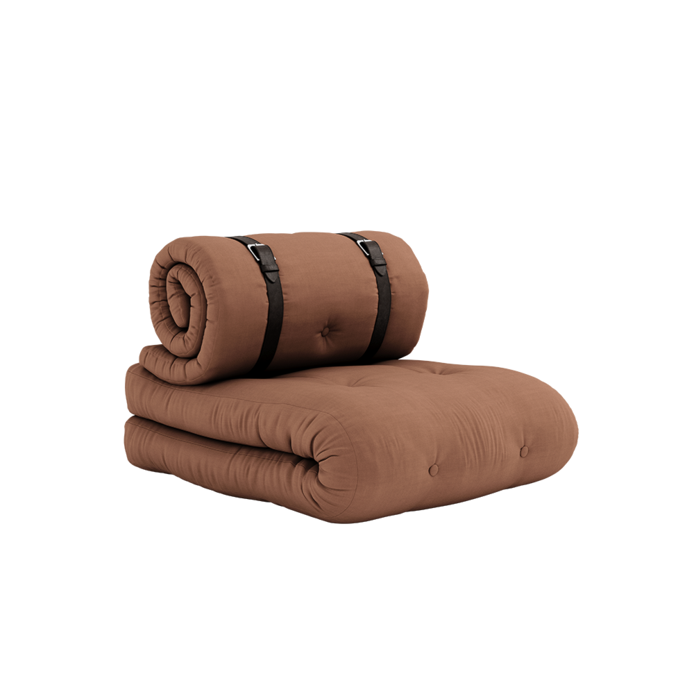 BUCKLE-UP CHAIR CLAY BROWN W. 2 BROWN LEATHER BELTS