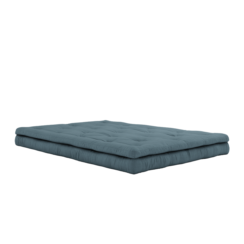 BUCKLE-UP SOFA PETROL BLUE W. 3 BROWN LEATHER BELTS