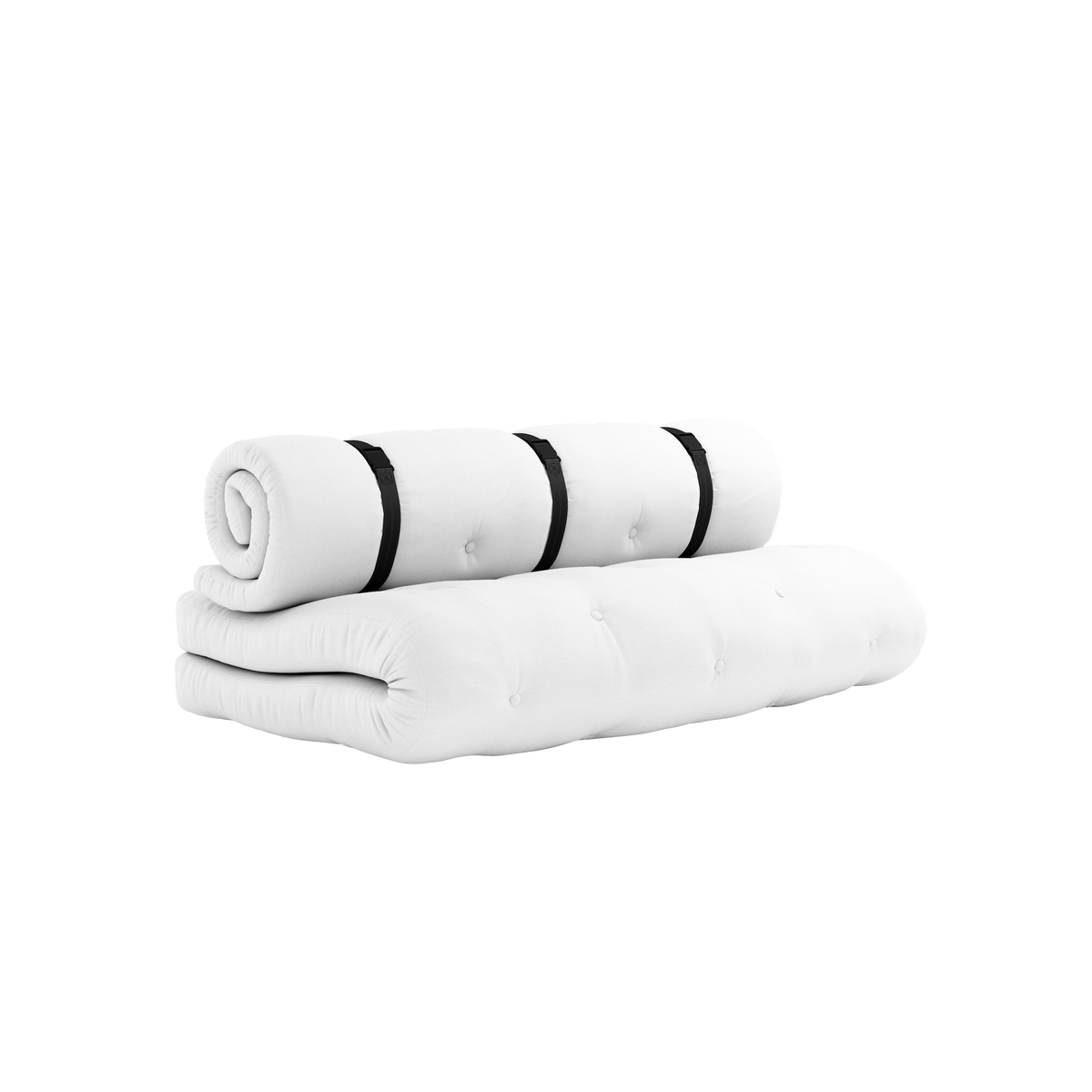 BUCKLE-UP SOFA OUT™ WHITE W. 3 BLACK NYLON BELTS