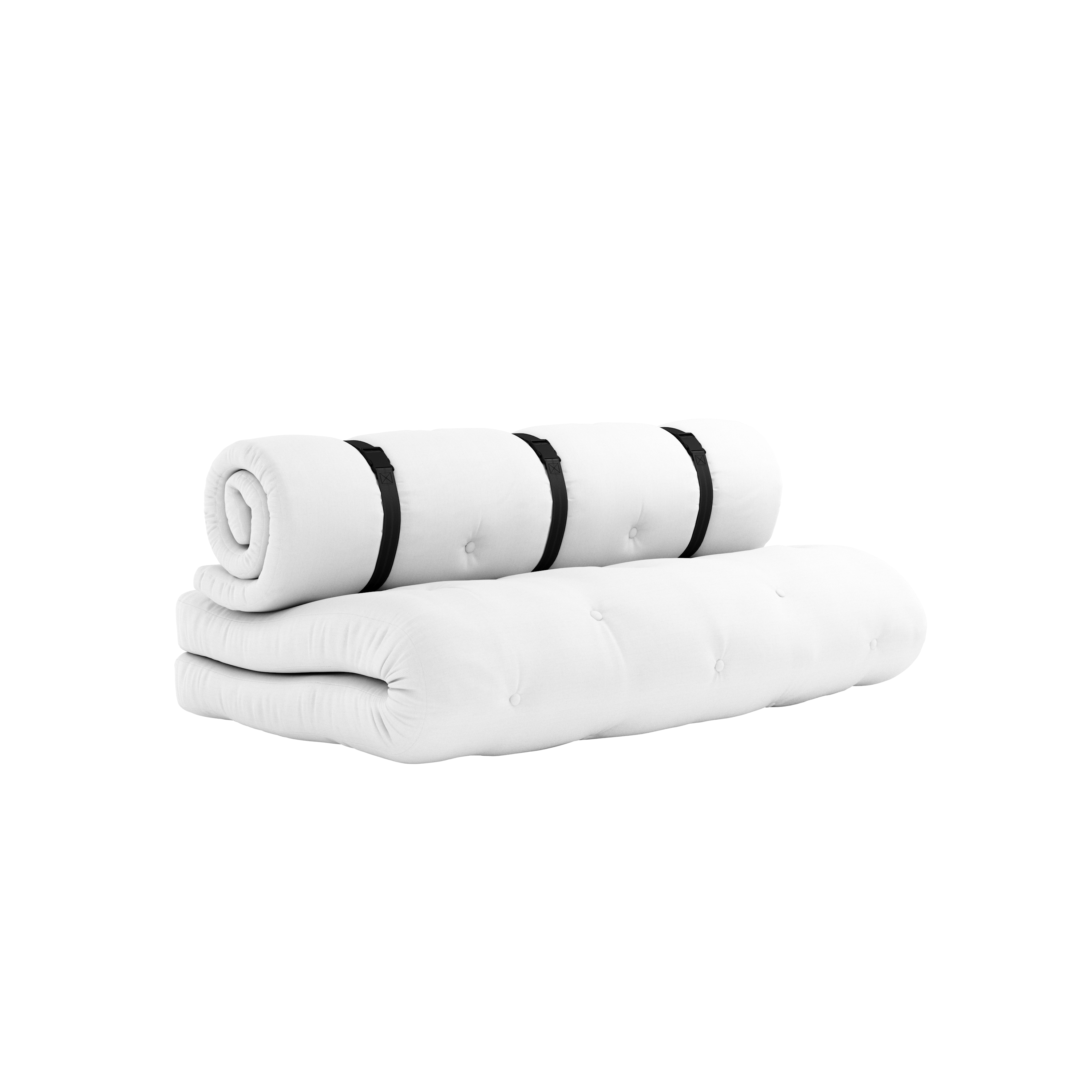 BUCKLE-UP SOFA OUT™ WHITE W. 3 BLACK NYLON BELTS