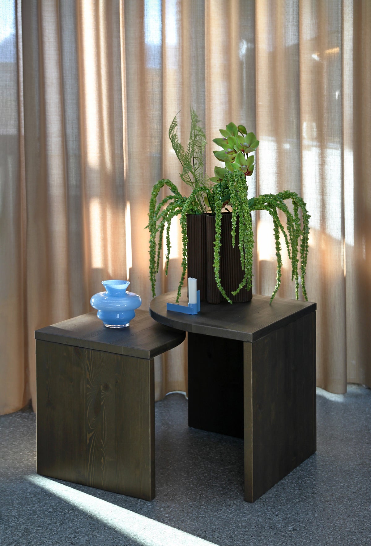 COMBINE SIDE TABLES SET CAROB BROWN