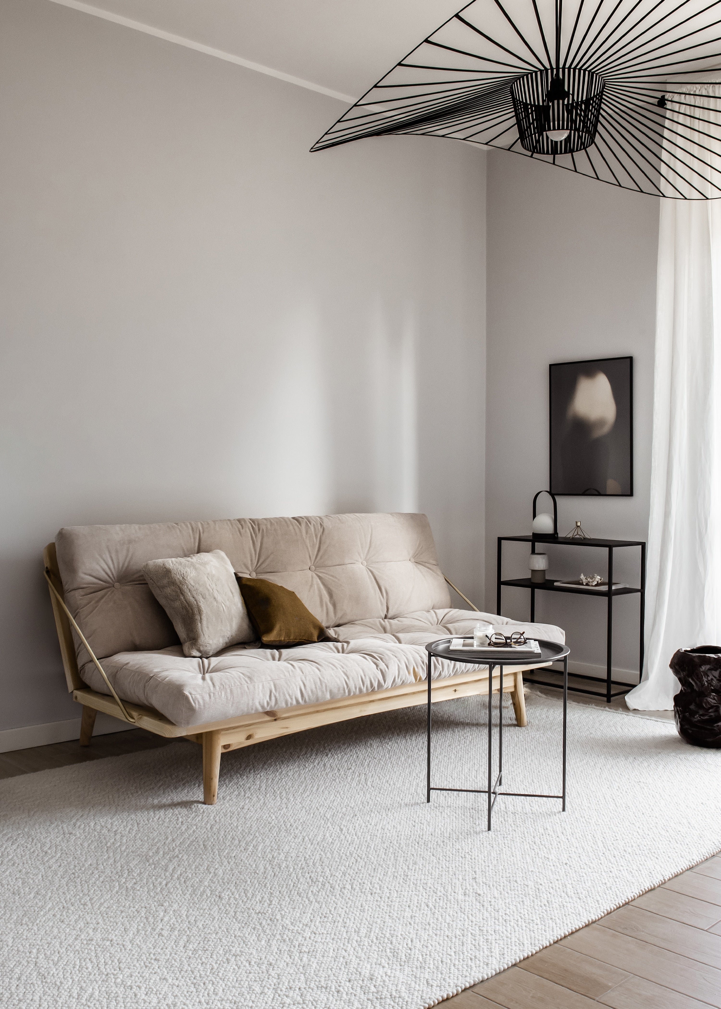 FOLK CLEAR LACQUERED W. 5-LAYER MIXED MATTRESS WHEAT BEIGE