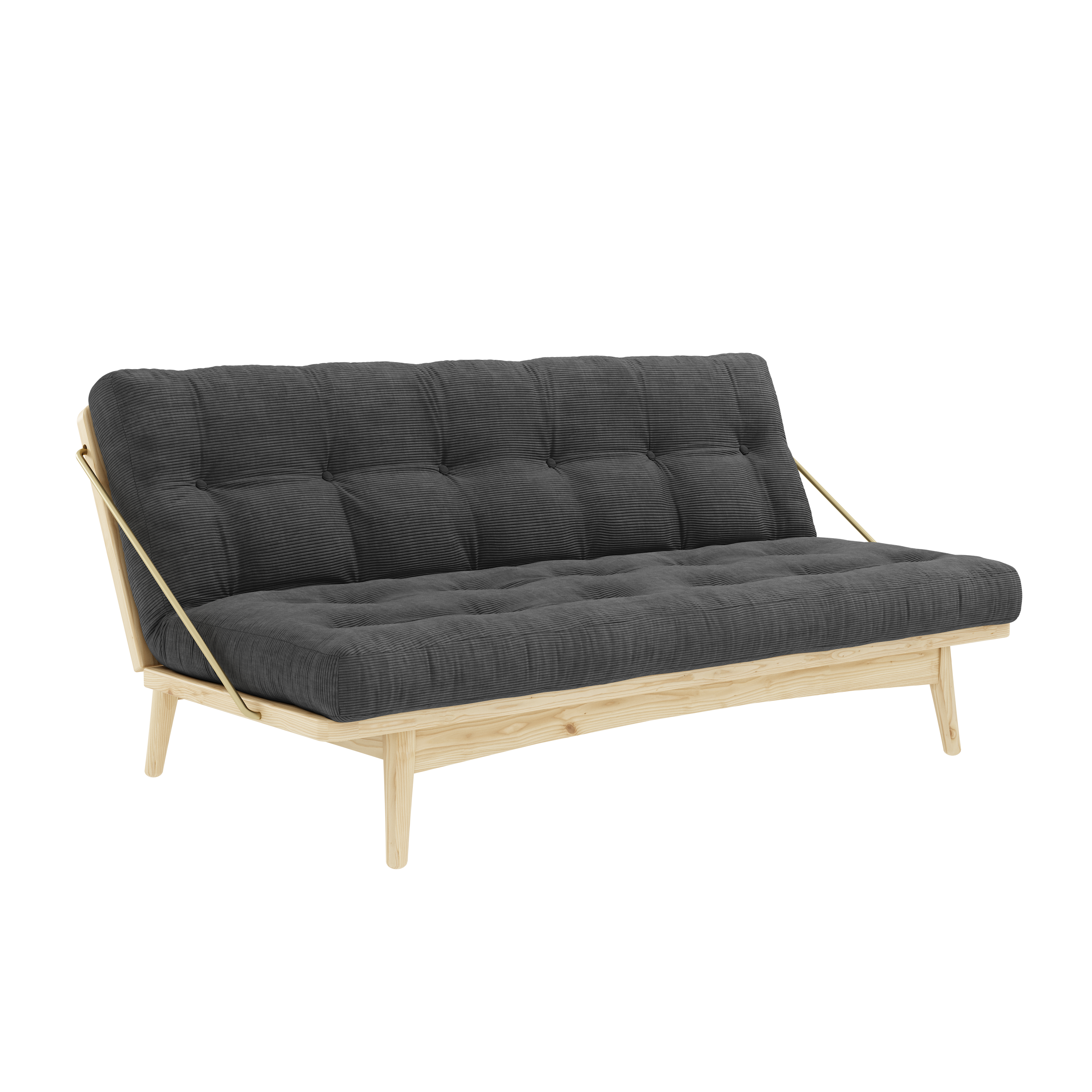 FOLK CLEAR LACQUERED W. 5-LAYER MIXED MATTRESS CHARCOAL