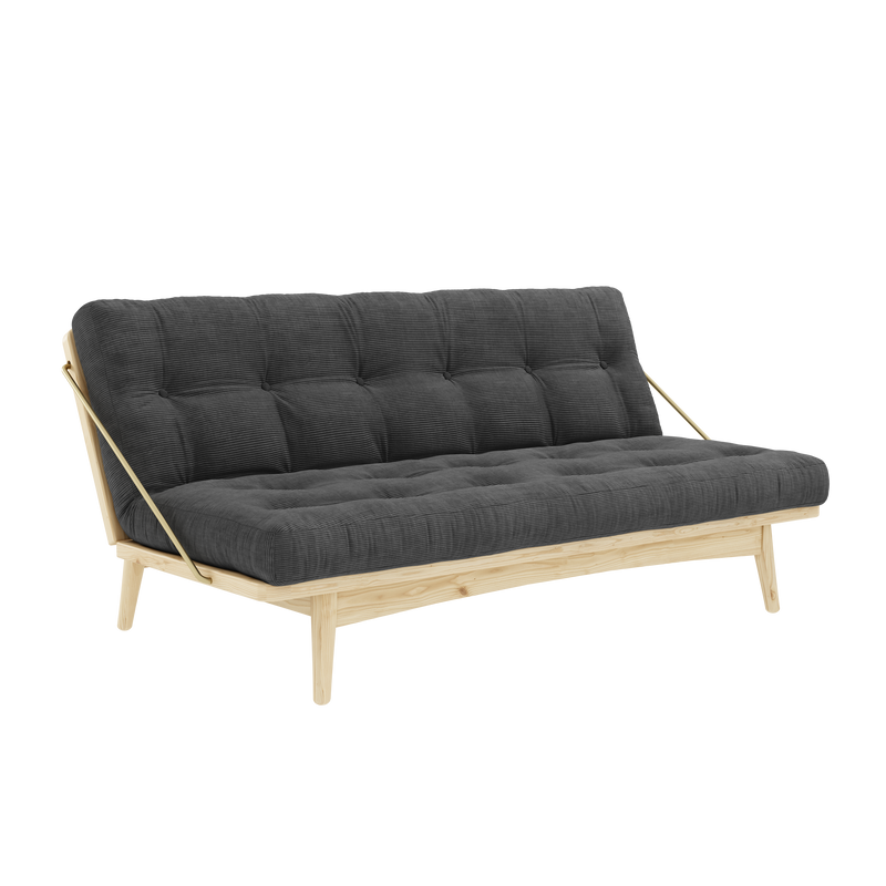 FOLK CLEAR LACQUERED W. 5-LAYER MIXED MATTRESS CHARCOAL