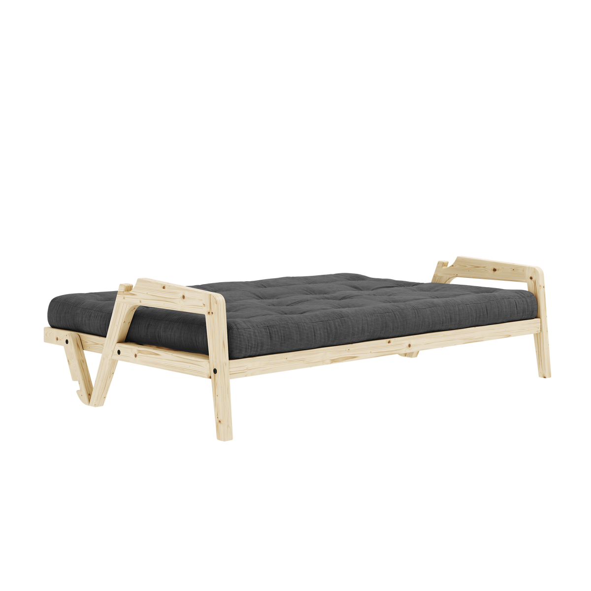 GRAB CLEAR LACQUERED W. 5-LAYER MIXED MATTRESS CHARCOAL