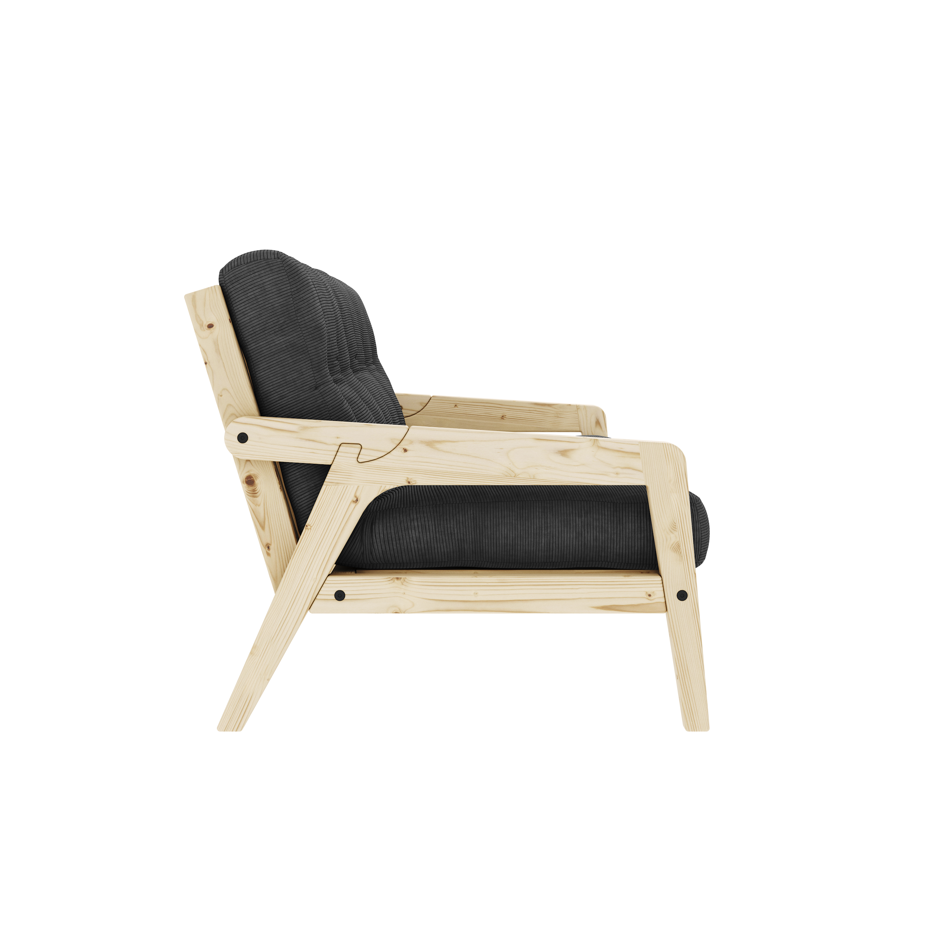 GRAB CLEAR LACQUERED W. 5-LAYER MIXED MATTRESS CHARCOAL