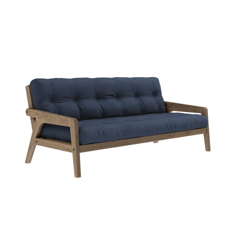 GRAB CAROB BROWN LACQUERED W. 5-LAYER MIXED MATTRESS NAVY