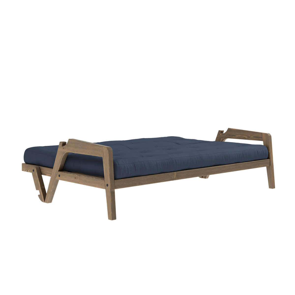 GRAB CAROB BROWN LACQUERED W. 5-LAYER MIXED MATTRESS NAVY