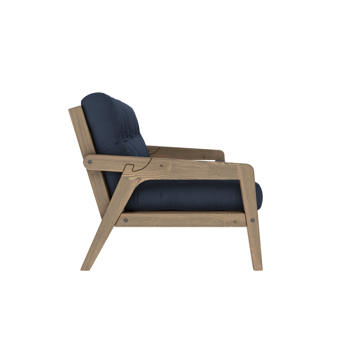 GRAB CAROB BROWN LACQUERED W. 5-LAYER MIXED MATTRESS NAVY