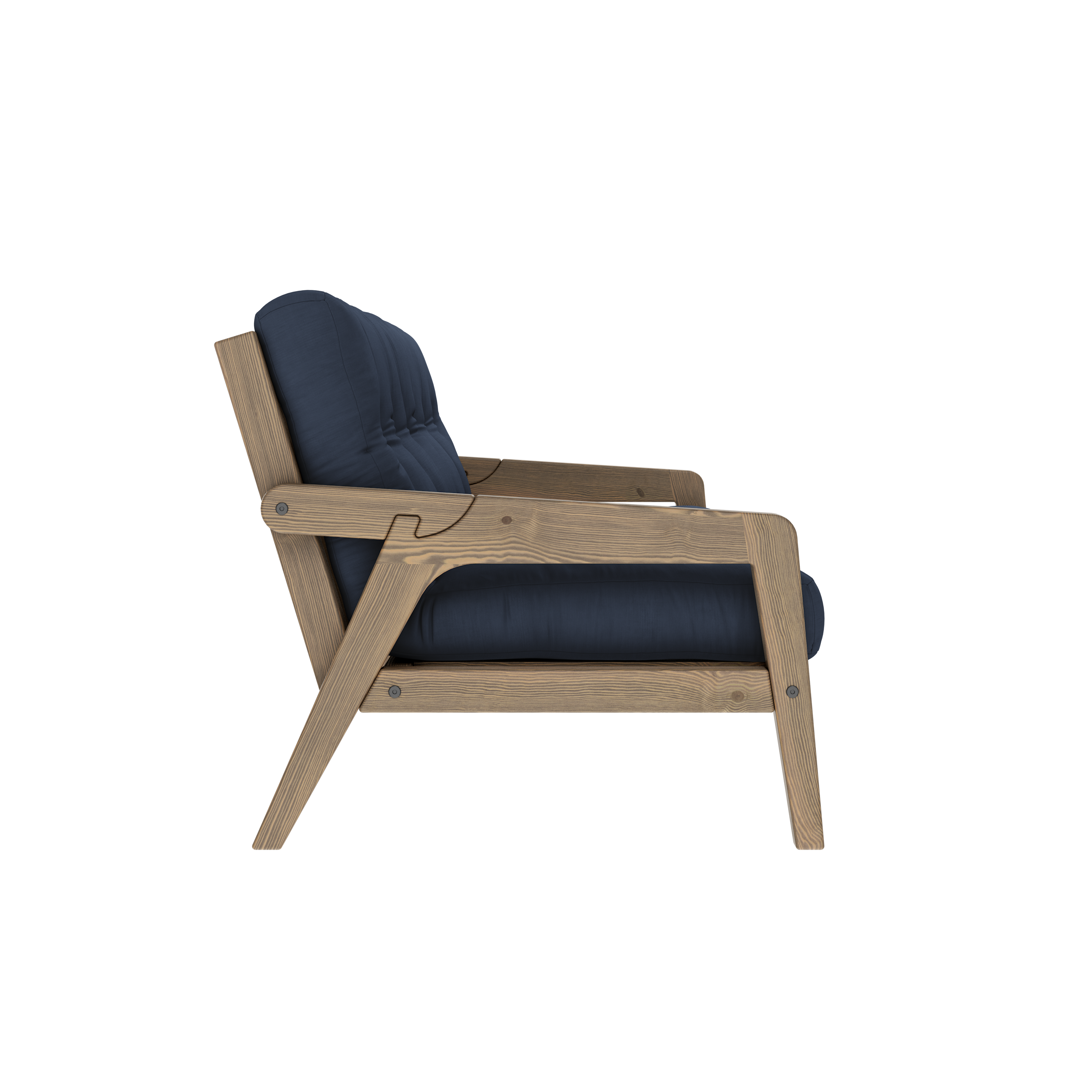 GRAB CAROB BROWN LACQUERED W. 5-LAYER MIXED MATTRESS NAVY