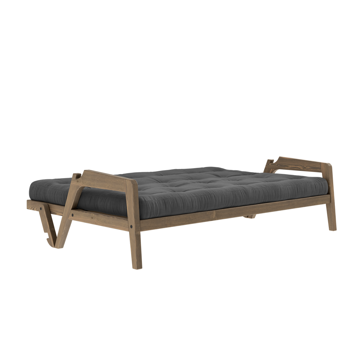 GRAB CAROB BROWN LACQUERED W. 5-LAYER MIXED MATTRESS CHARCOAL