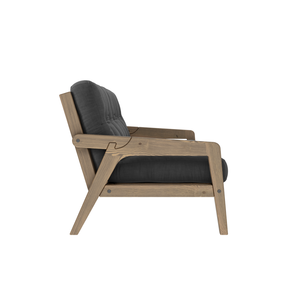 GRAB CAROB BROWN LACQUERED W. 5-LAYER MIXED MATTRESS CHARCOAL