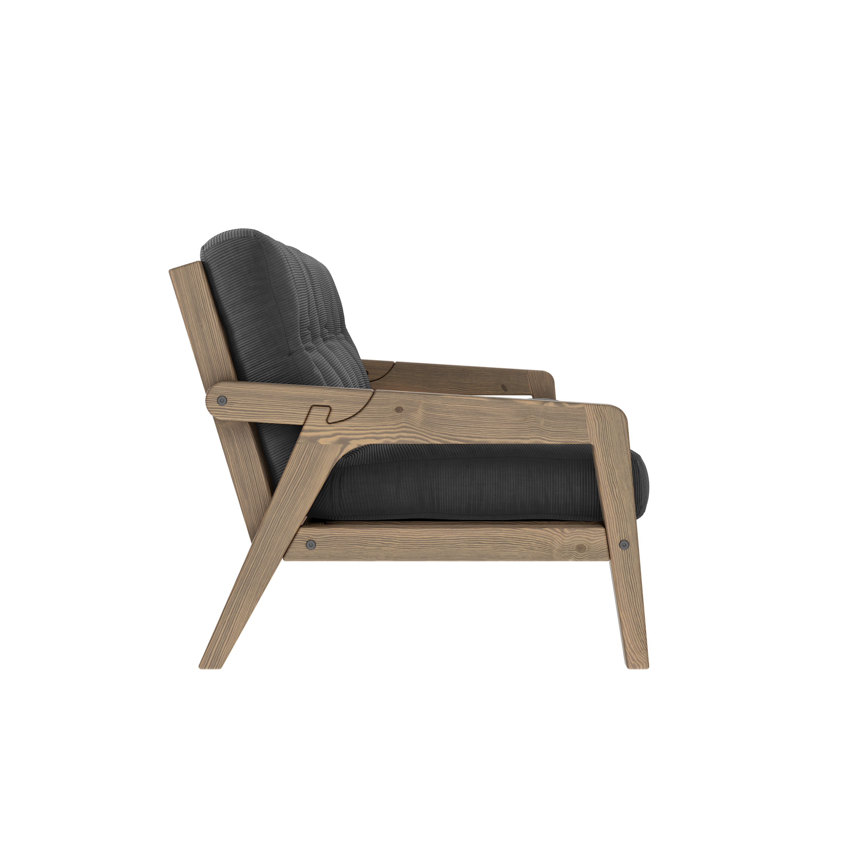 GRAB CAROB BROWN LACQUERED W. 5-LAYER MIXED MATTRESS CHARCOAL