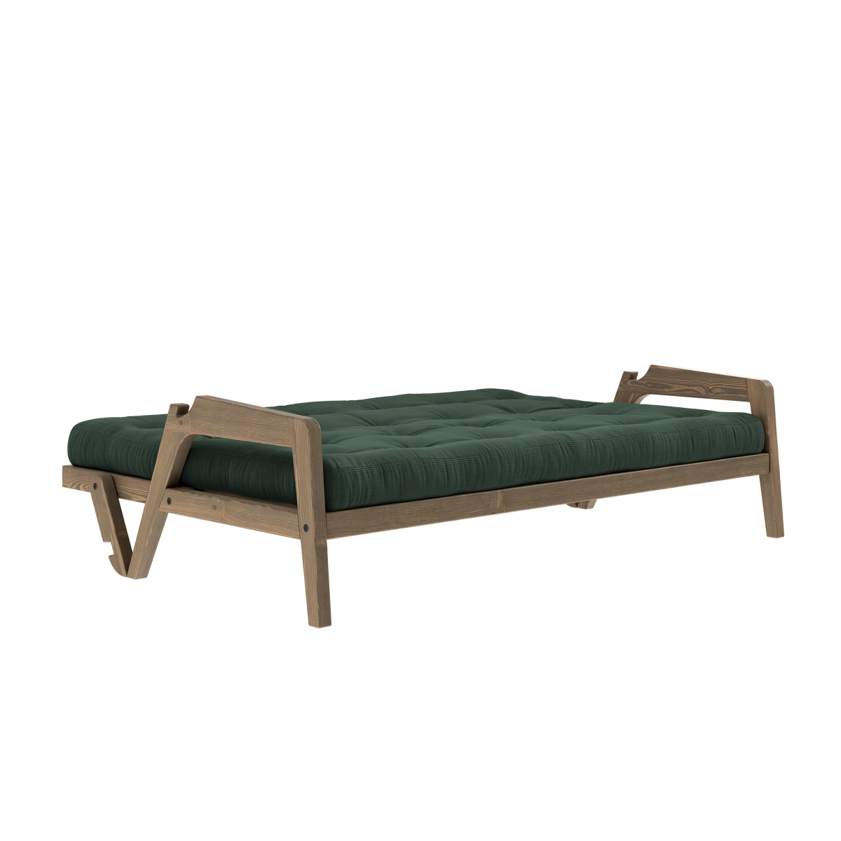 GRAB CAROB BROWN LACQUERED W. 5-LAYER MIXED MATTRESS SEAWEED