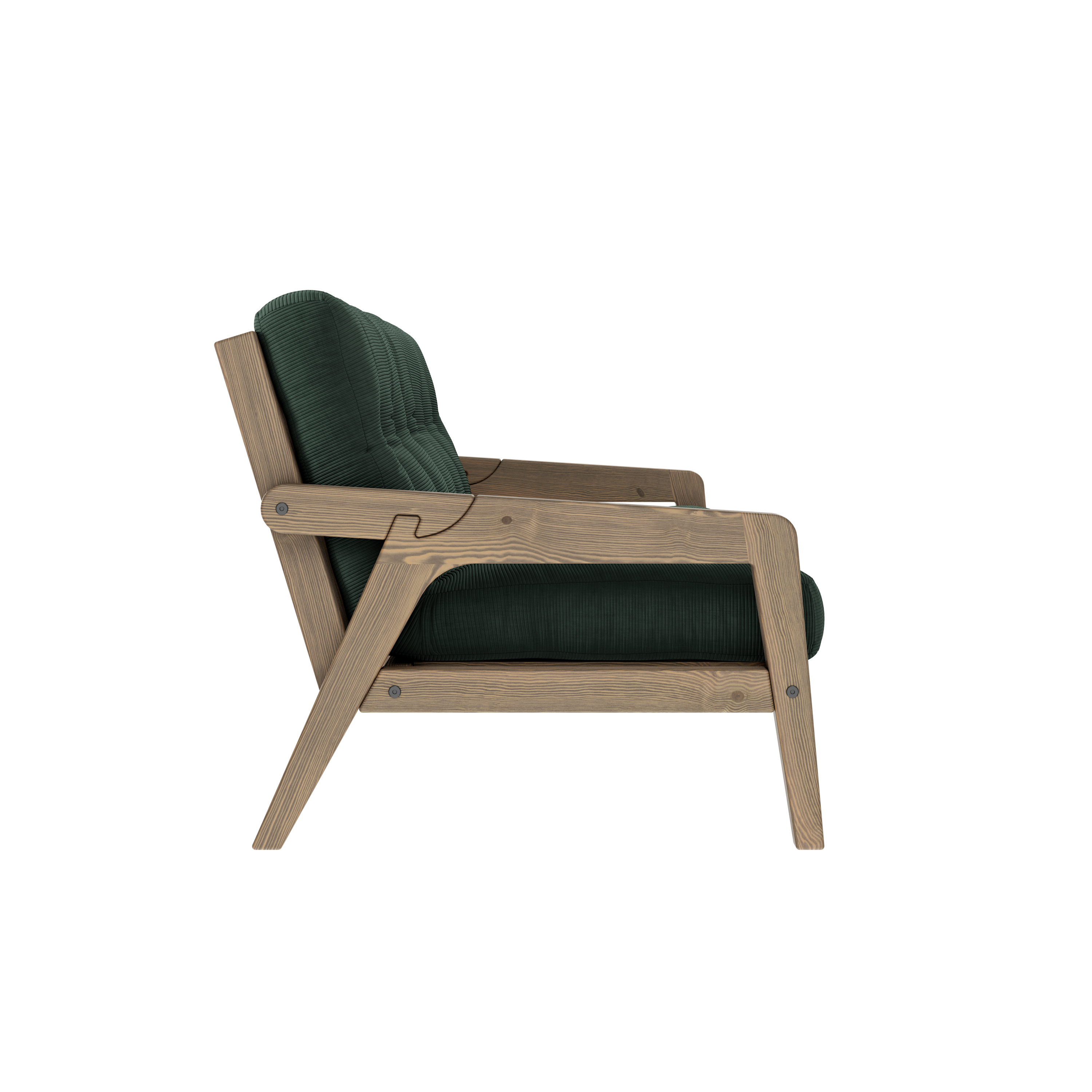 GRAB CAROB BROWN LACQUERED W. 5-LAYER MIXED MATTRESS SEAWEED