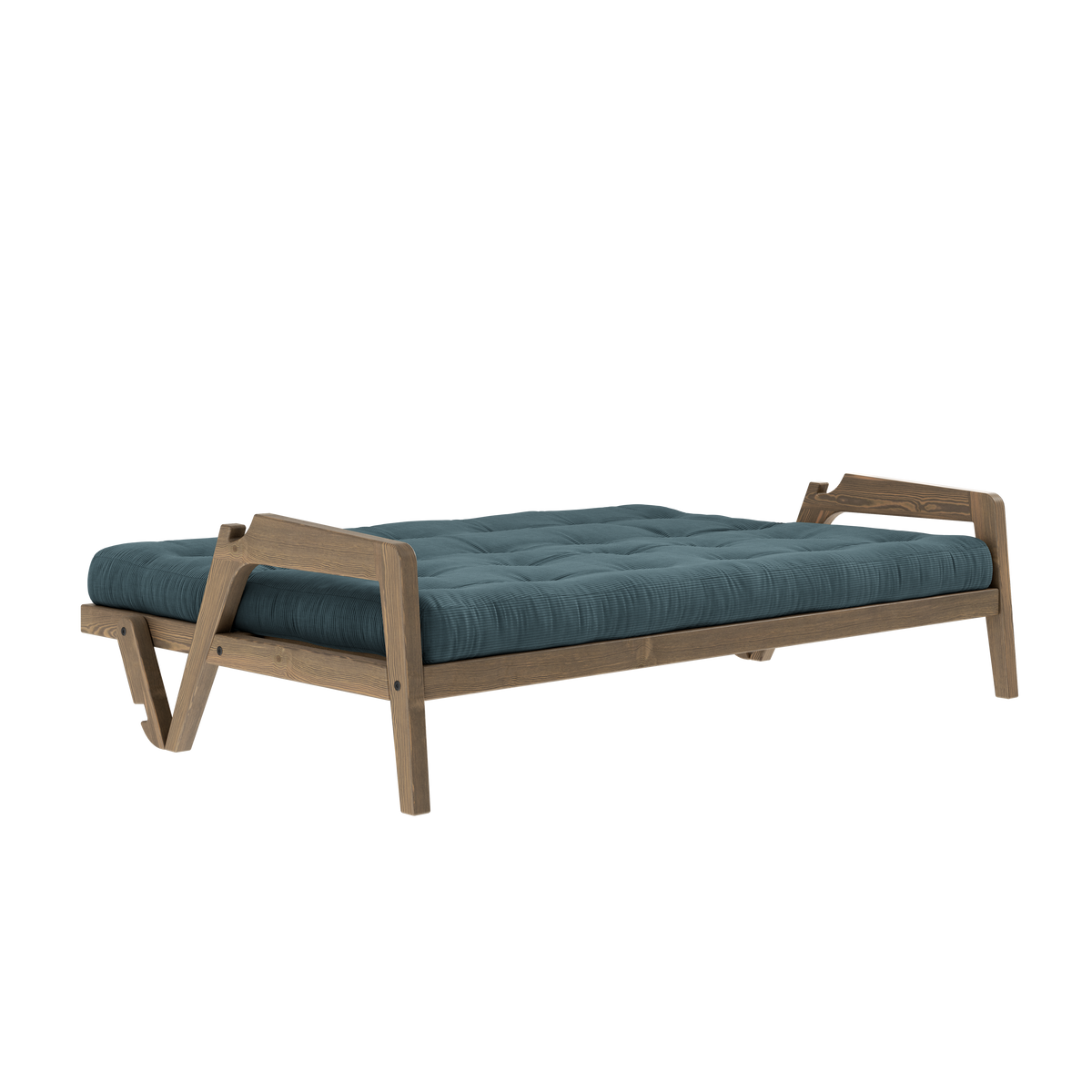 GRAB CAROB BROWN LACQUERED W. 5-LAYER MIXED MATTRESS PALE BLUE