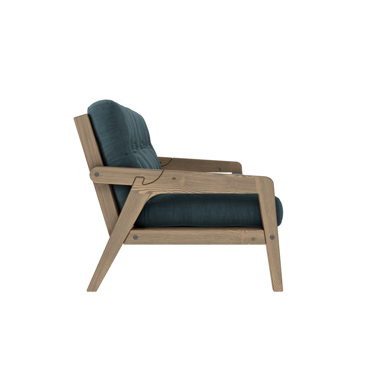 GRAB CAROB BROWN LACQUERED W. 5-LAYER MIXED MATTRESS PALE BLUE