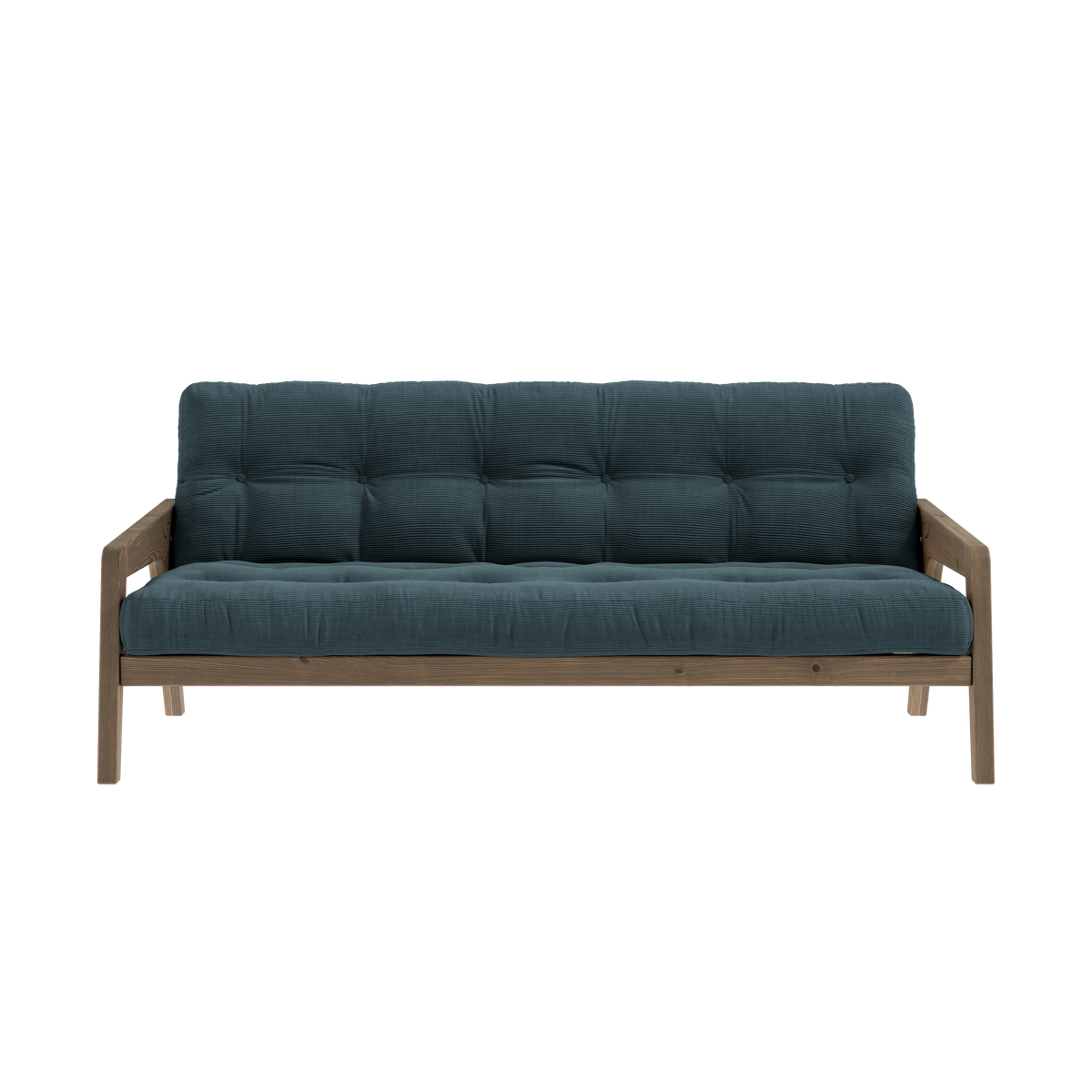 GRAB CAROB BROWN LACQUERED W. 5-LAYER MIXED MATTRESS PALE BLUE