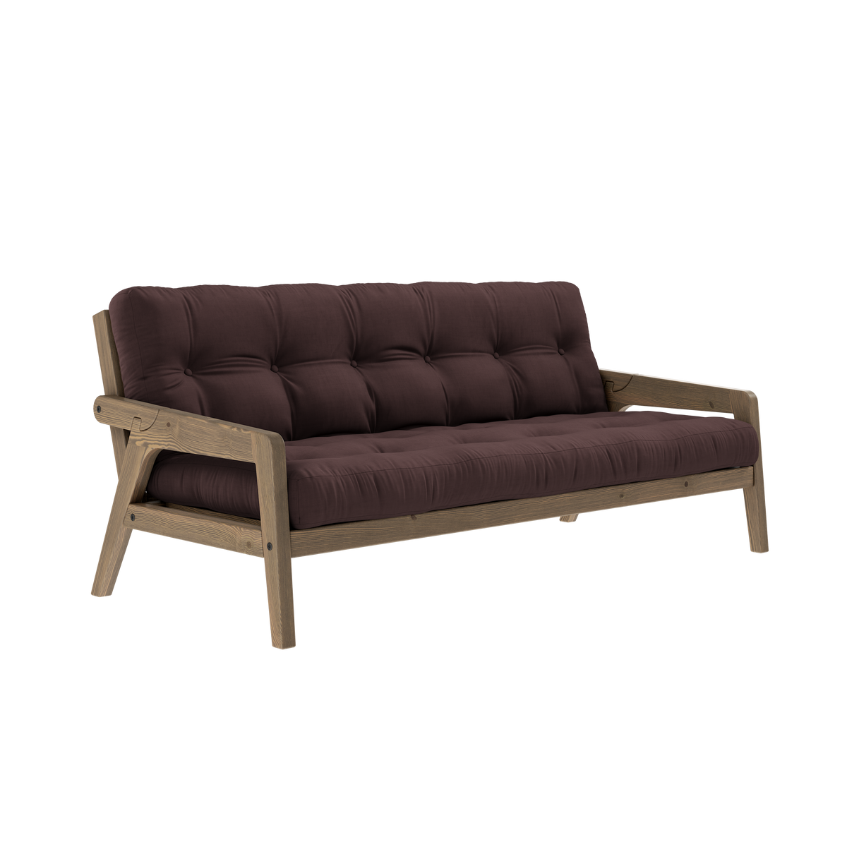 GRAB CAROB BROWN LACQUERED W. 5-LAYER MIXED MATTRESS BROWN