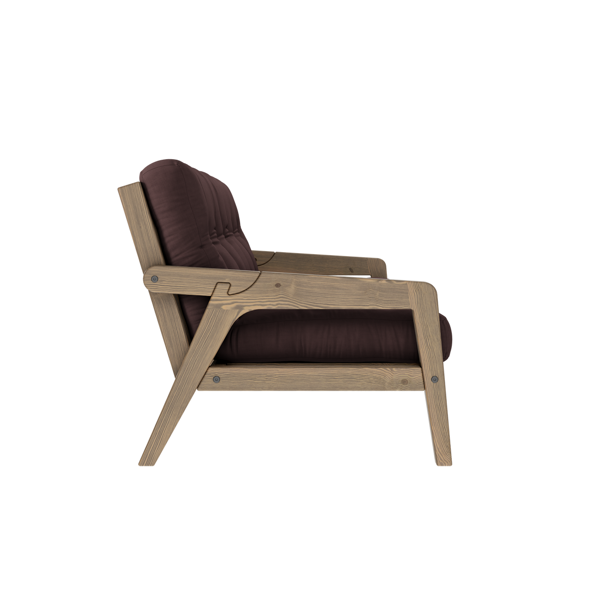 GRAB CAROB BROWN LACQUERED W. 5-LAYER MIXED MATTRESS BROWN