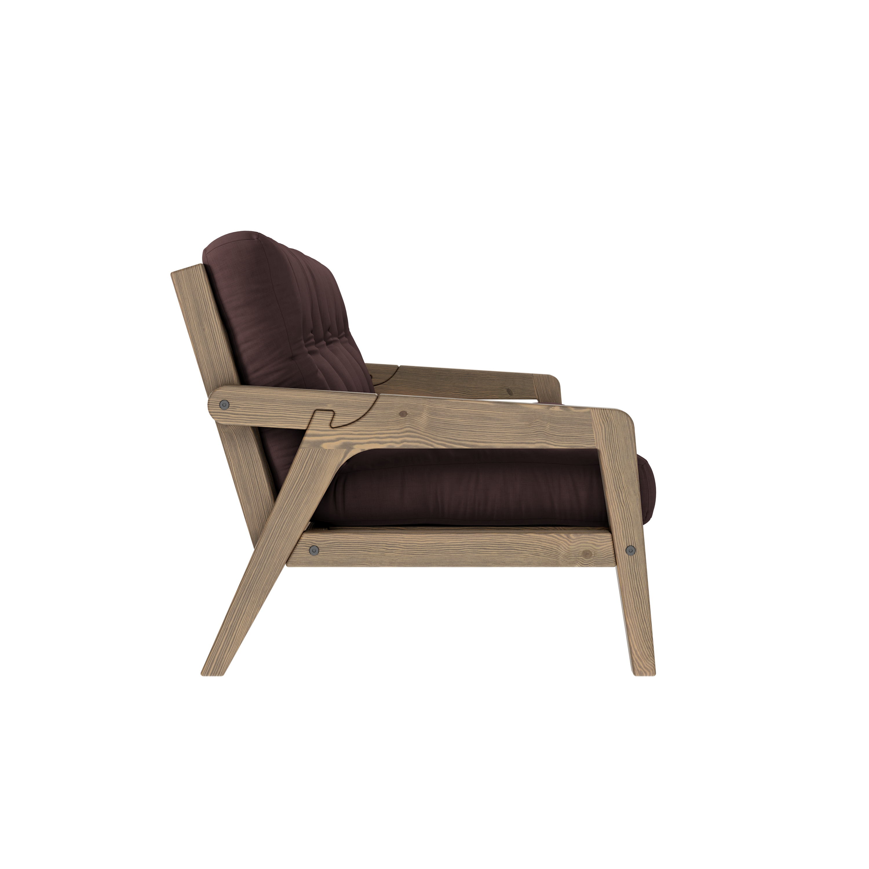 GRAB CAROB BROWN LACQUERED W. 5-LAYER MIXED MATTRESS BROWN