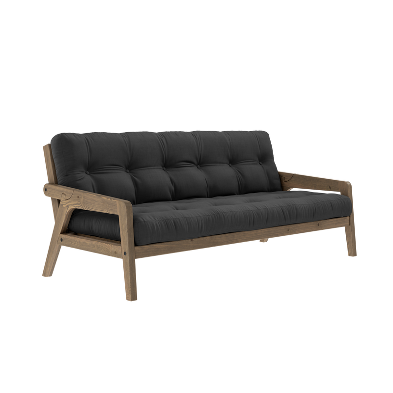 GRAB CAROB BROWN LACQUERED W. 5-LAYER MIXED MATTRESS DARK GREY