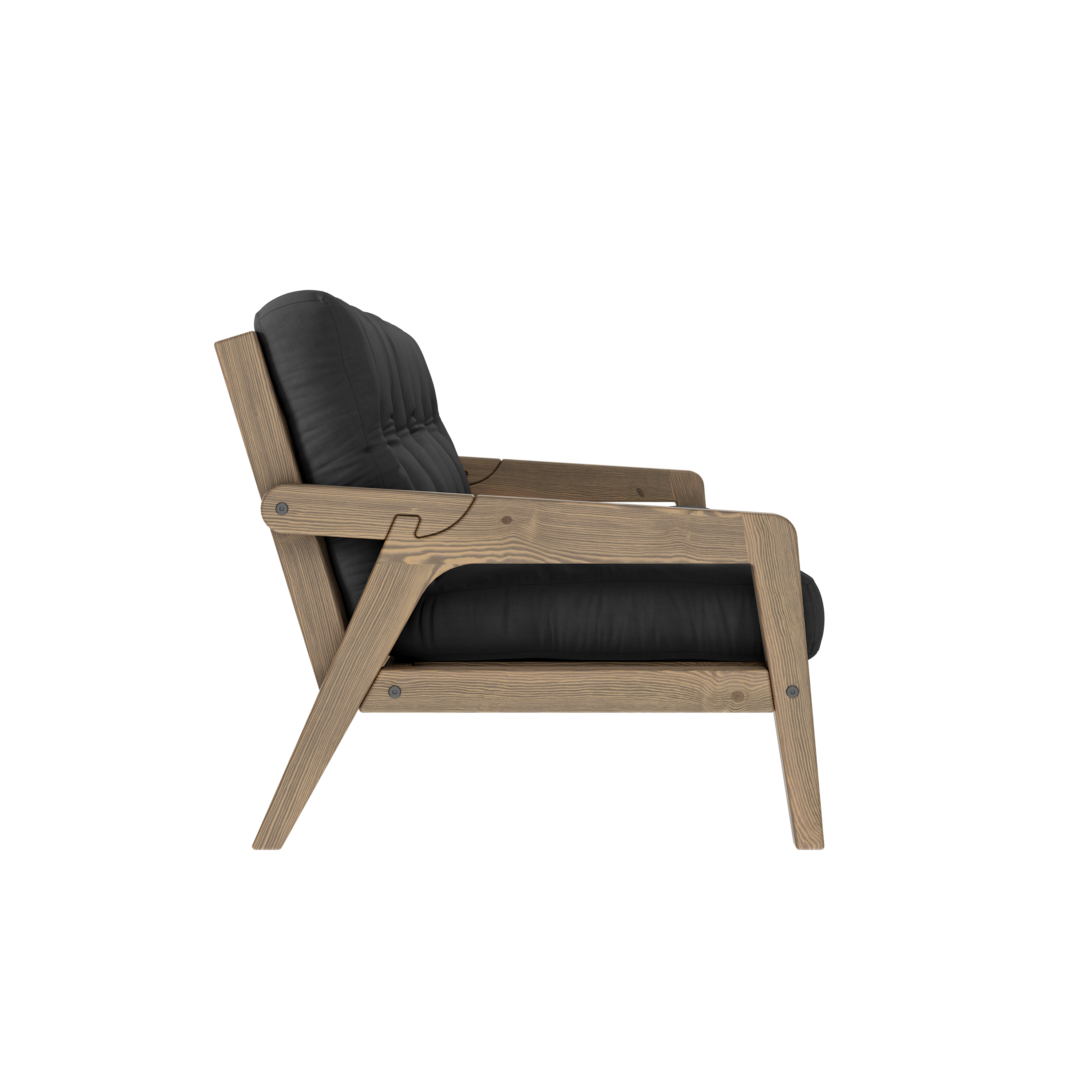 GRAB CAROB BROWN LACQUERED W. 5-LAYER MIXED MATTRESS DARK GREY