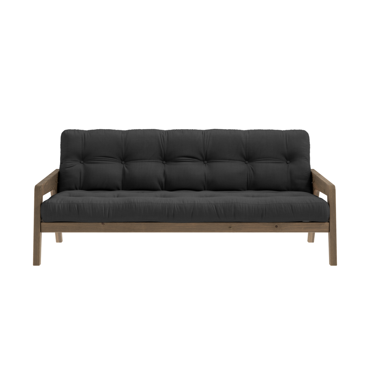 GRAB CAROB BROWN LACQUERED W. 5-LAYER MIXED MATTRESS DARK GREY