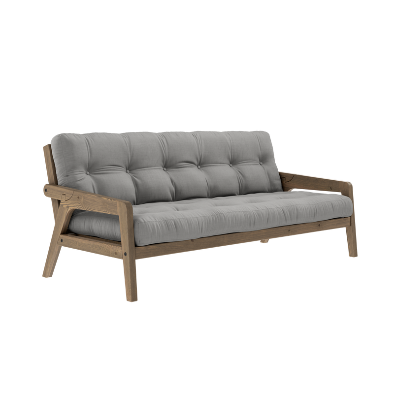 GRAB CAROB BROWN LACQUERED W. 5-LAYER MIXED MATTRESS GREY