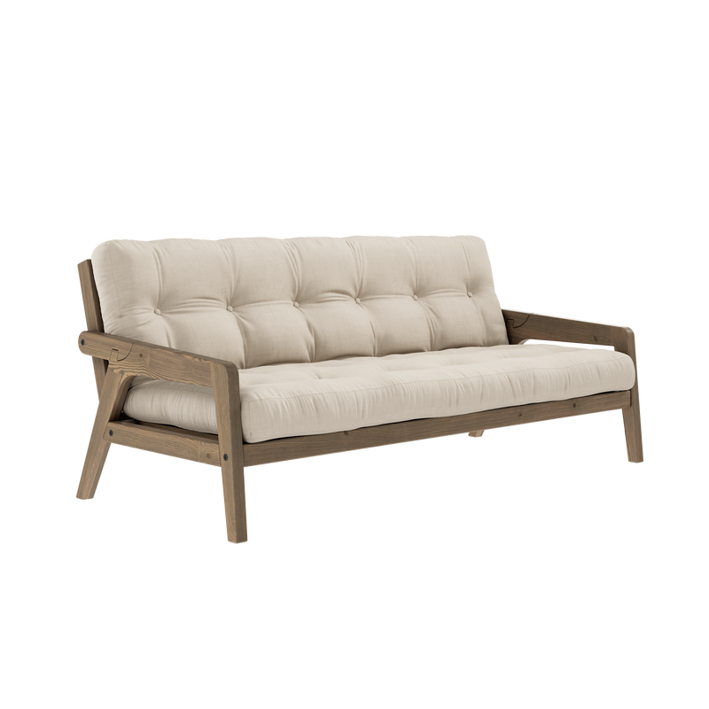 GRAB CAROB BROWN LACQUERED W. 5-LAYER MIXED MATTRESS BEIGE