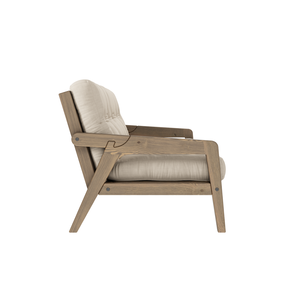 GRAB CAROB BROWN LACQUERED W. 5-LAYER MIXED MATTRESS BEIGE