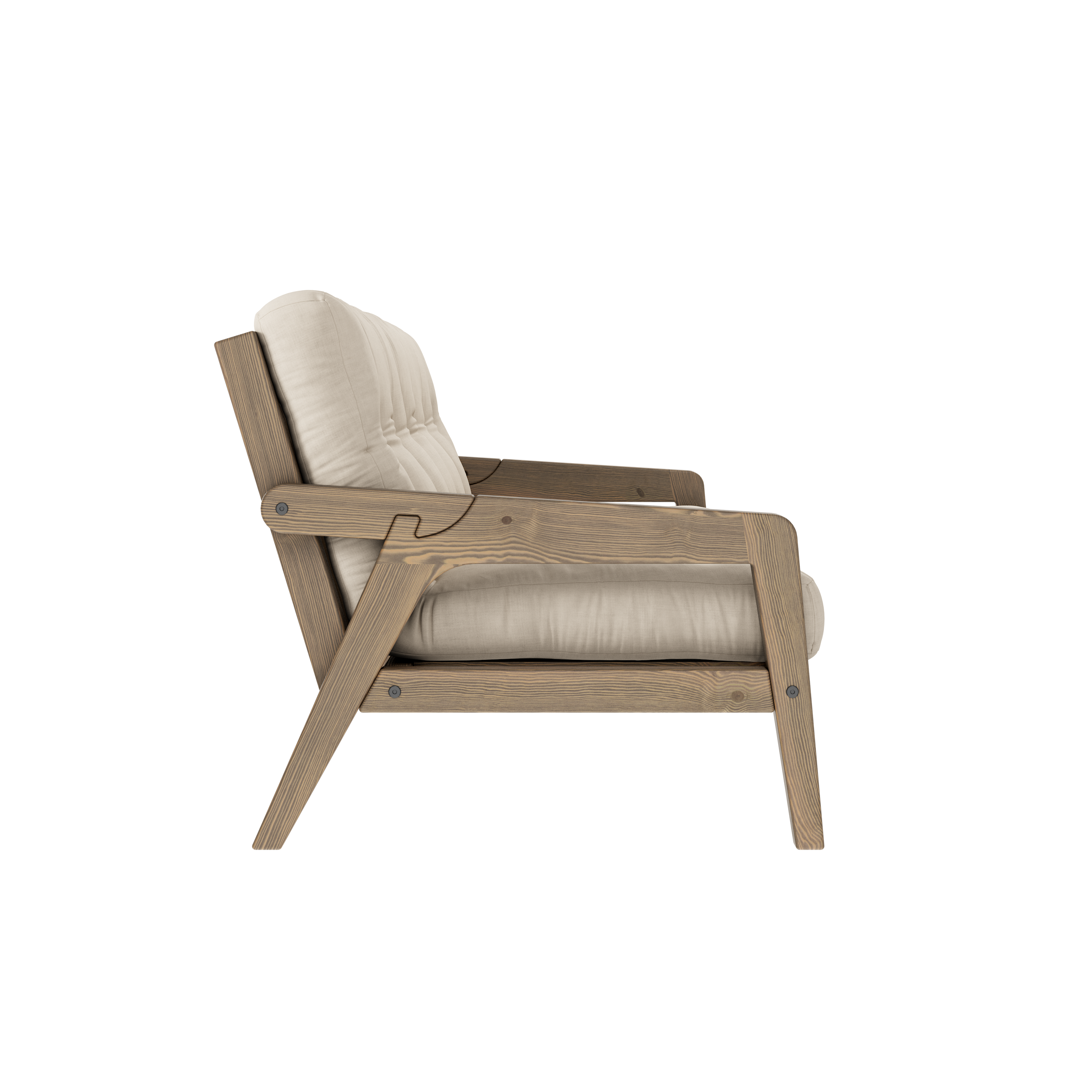 GRAB CAROB BROWN LACQUERED W. 5-LAYER MIXED MATTRESS BEIGE