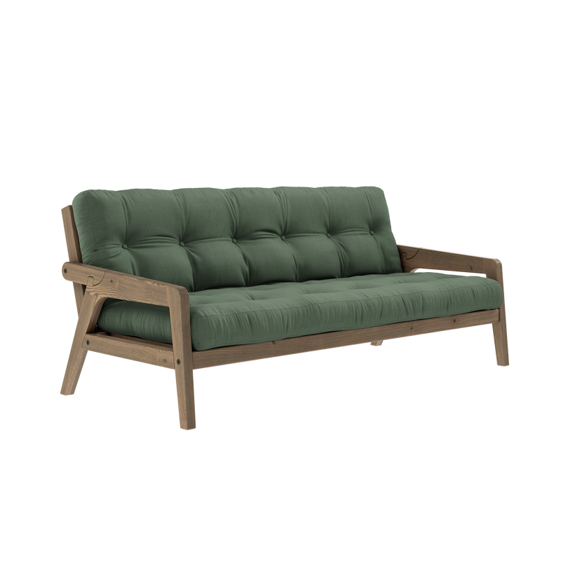 GRAB CAROB BROWN LACQUERED W. 5-LAYER MIXED MATTRESS OLIVE GREEN