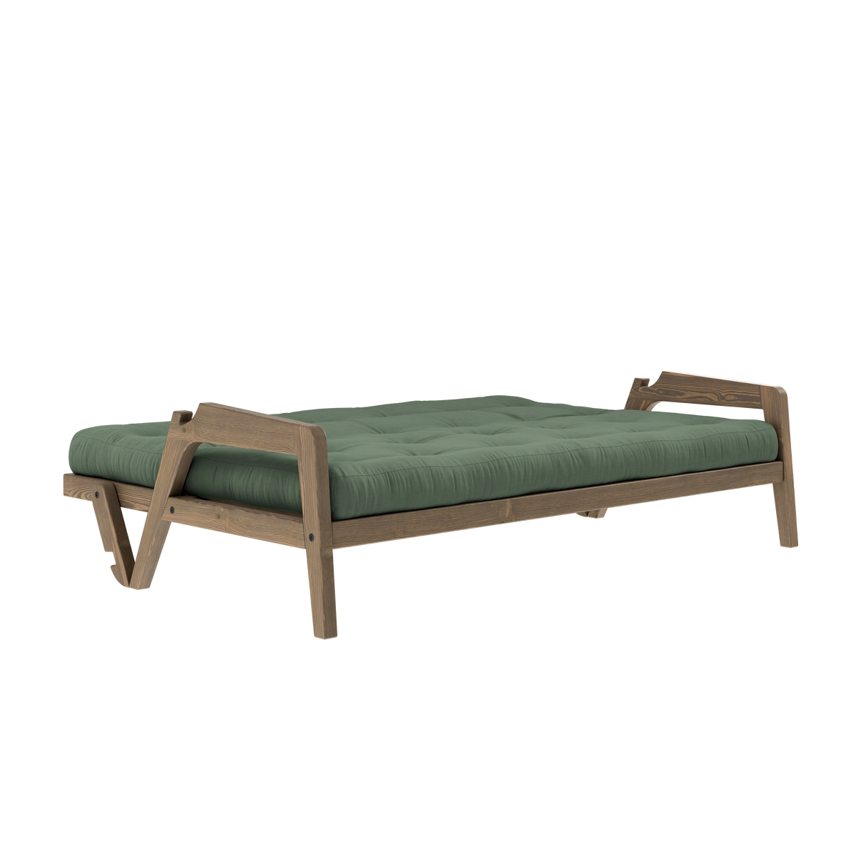 GRAB CAROB BROWN LACQUERED W. 5-LAYER MIXED MATTRESS OLIVE GREEN