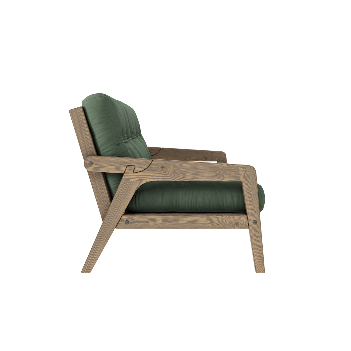 GRAB CAROB BROWN LACQUERED W. 5-LAYER MIXED MATTRESS OLIVE GREEN