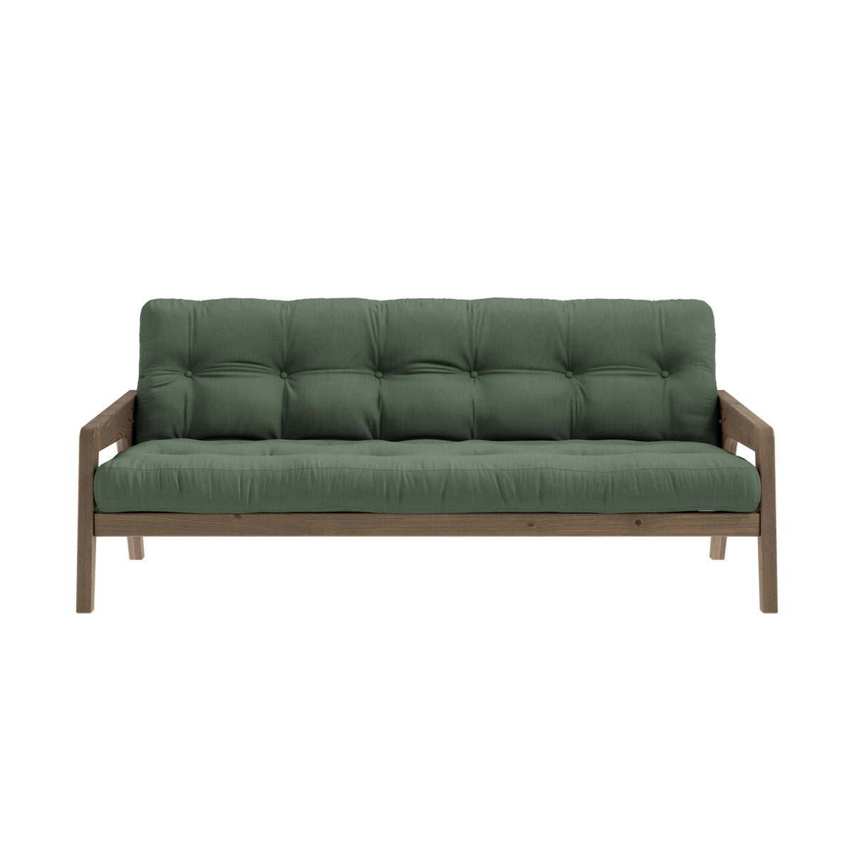 GRAB CAROB BROWN LACQUERED W. 5-LAYER MIXED MATTRESS OLIVE GREEN