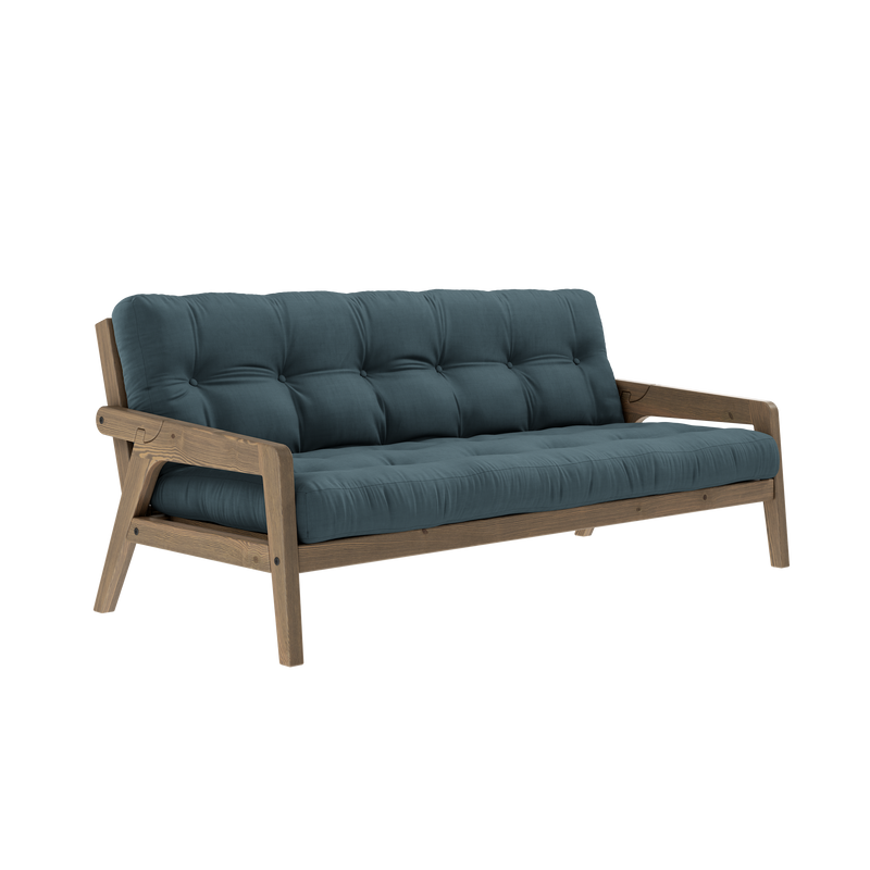 GRAB CAROB BROWN LACQUERED W. 5-LAYER MIXED MATTRESS PETROL BLUE