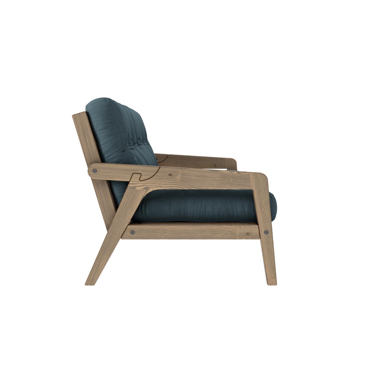 GRAB CAROB BROWN LACQUERED W. 5-LAYER MIXED MATTRESS PETROL BLUE