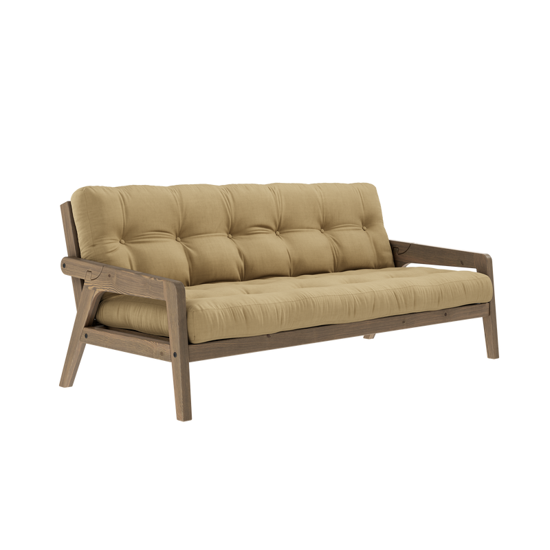 GRAB CAROB BROWN LACQUERED W. 5-LAYER MIXED MATTRESS WHEAT BEIGE