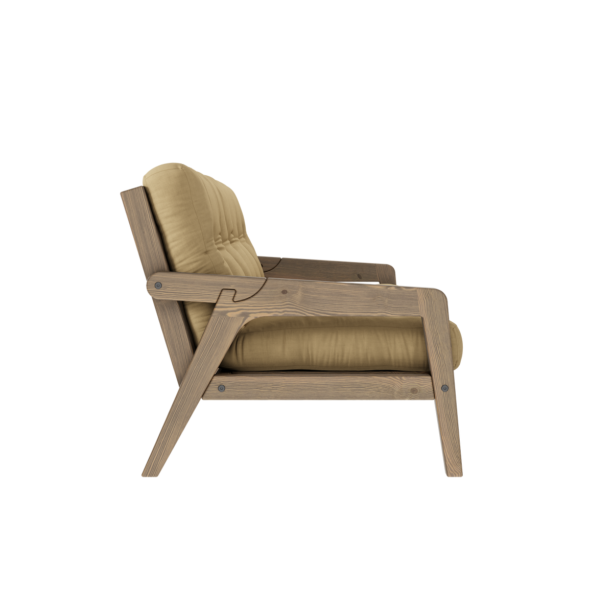 GRAB CAROB BROWN LACQUERED W. 5-LAYER MIXED MATTRESS WHEAT BEIGE