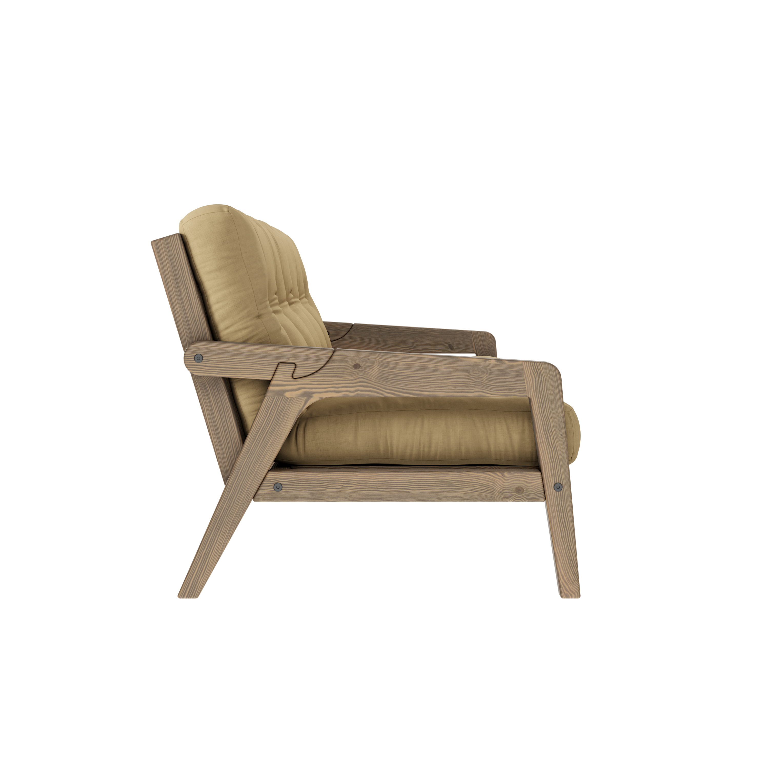 GRAB CAROB BROWN LACQUERED W. 5-LAYER MIXED MATTRESS WHEAT BEIGE