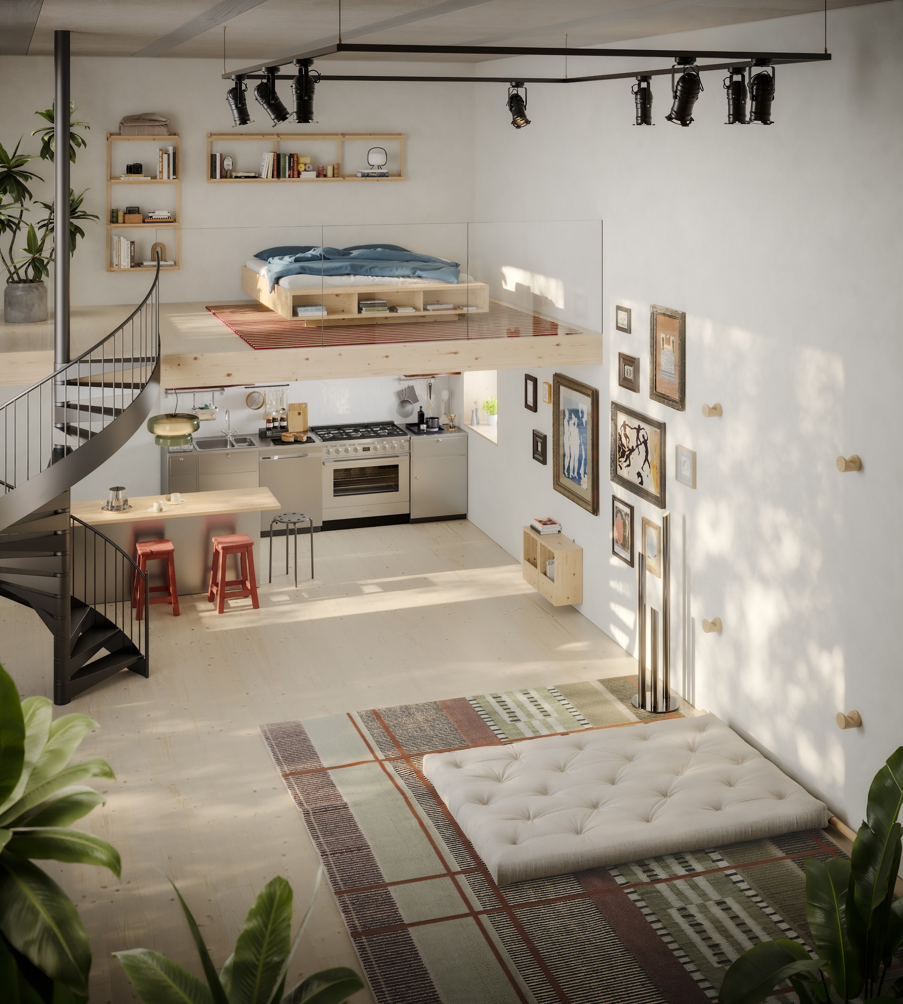 HOOKED RAW 135 x 200 W. BRAVO MATTRESS SEAWEED