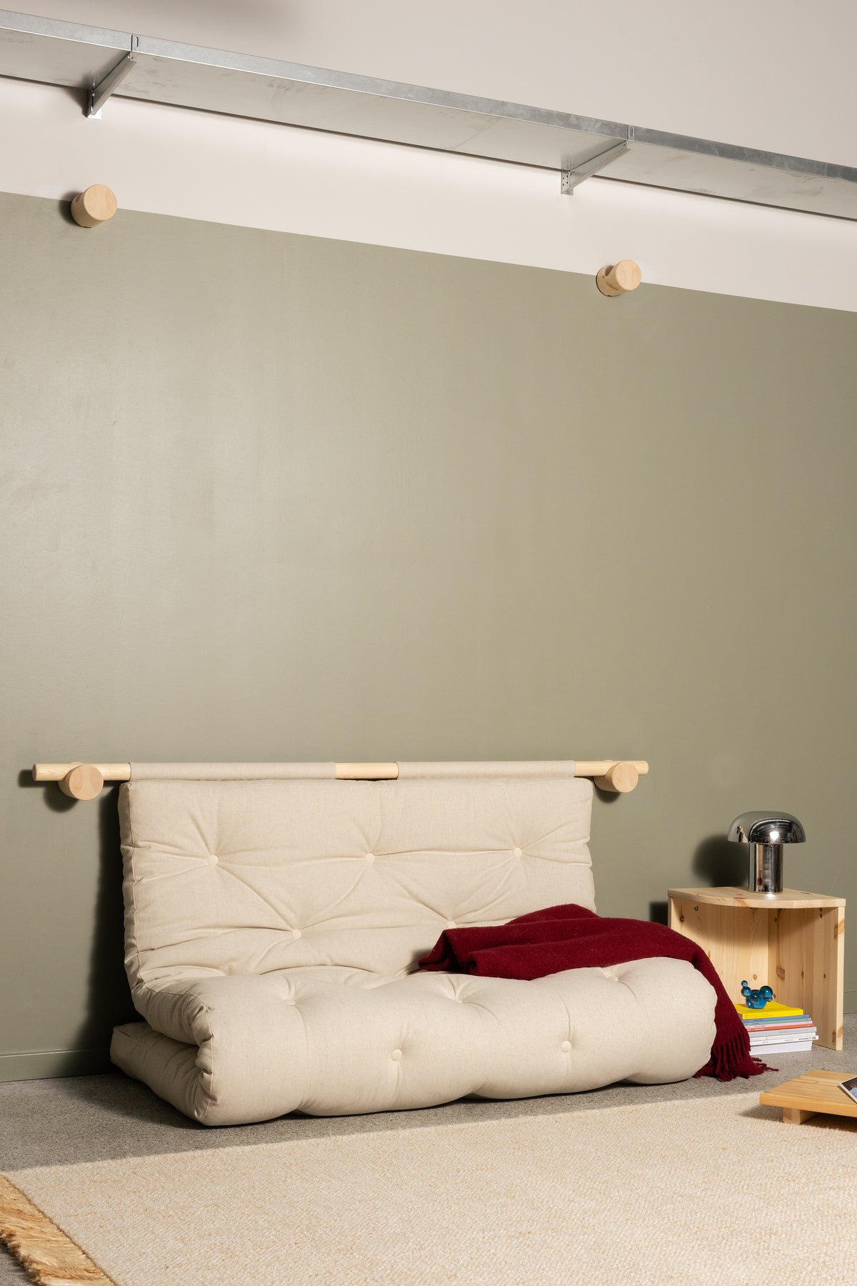 HOOKED RAW 135 x 200 W. BRAVO MATTRESS OLIVE GREEN