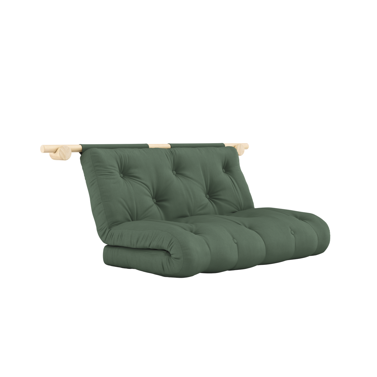 HOOKED RAW 135 x 200 W. BRAVO MATTRESS OLIVE GREEN