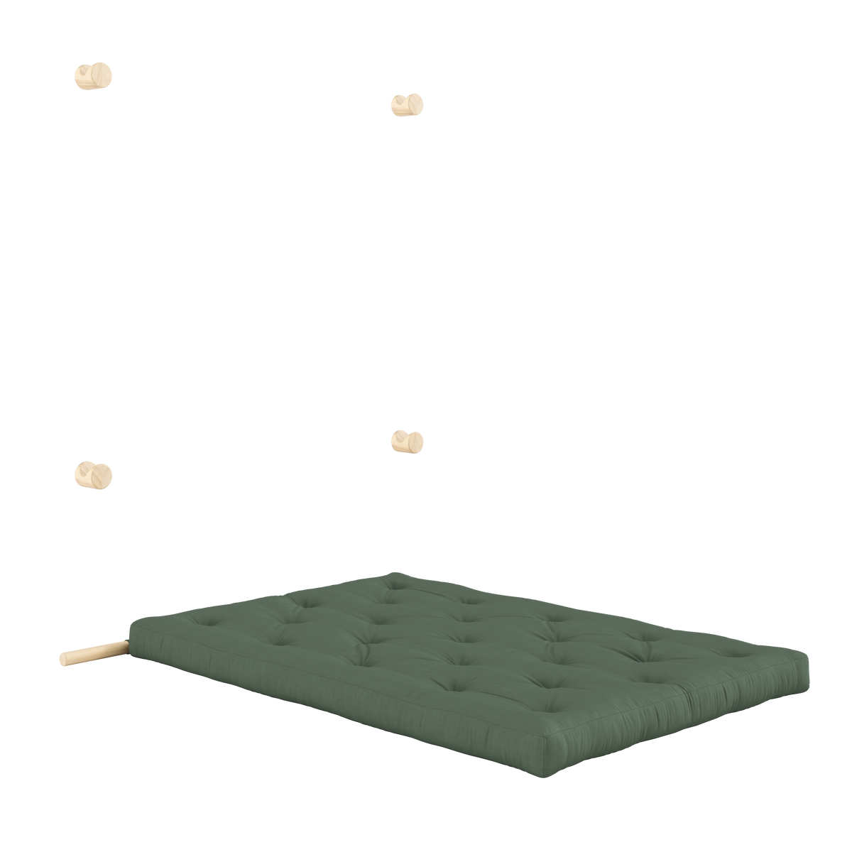 HOOKED RAW 135 x 200 W. BRAVO MATTRESS OLIVE GREEN