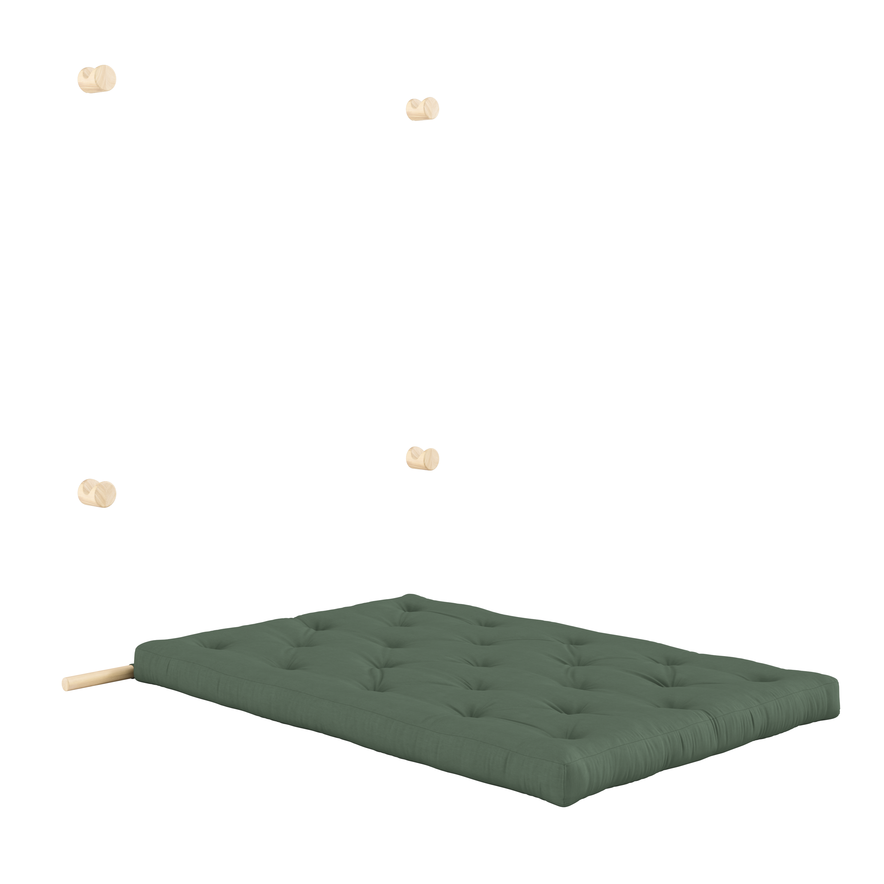 HOOKED RAW 135 x 200 W. BRAVO MATTRESS OLIVE GREEN