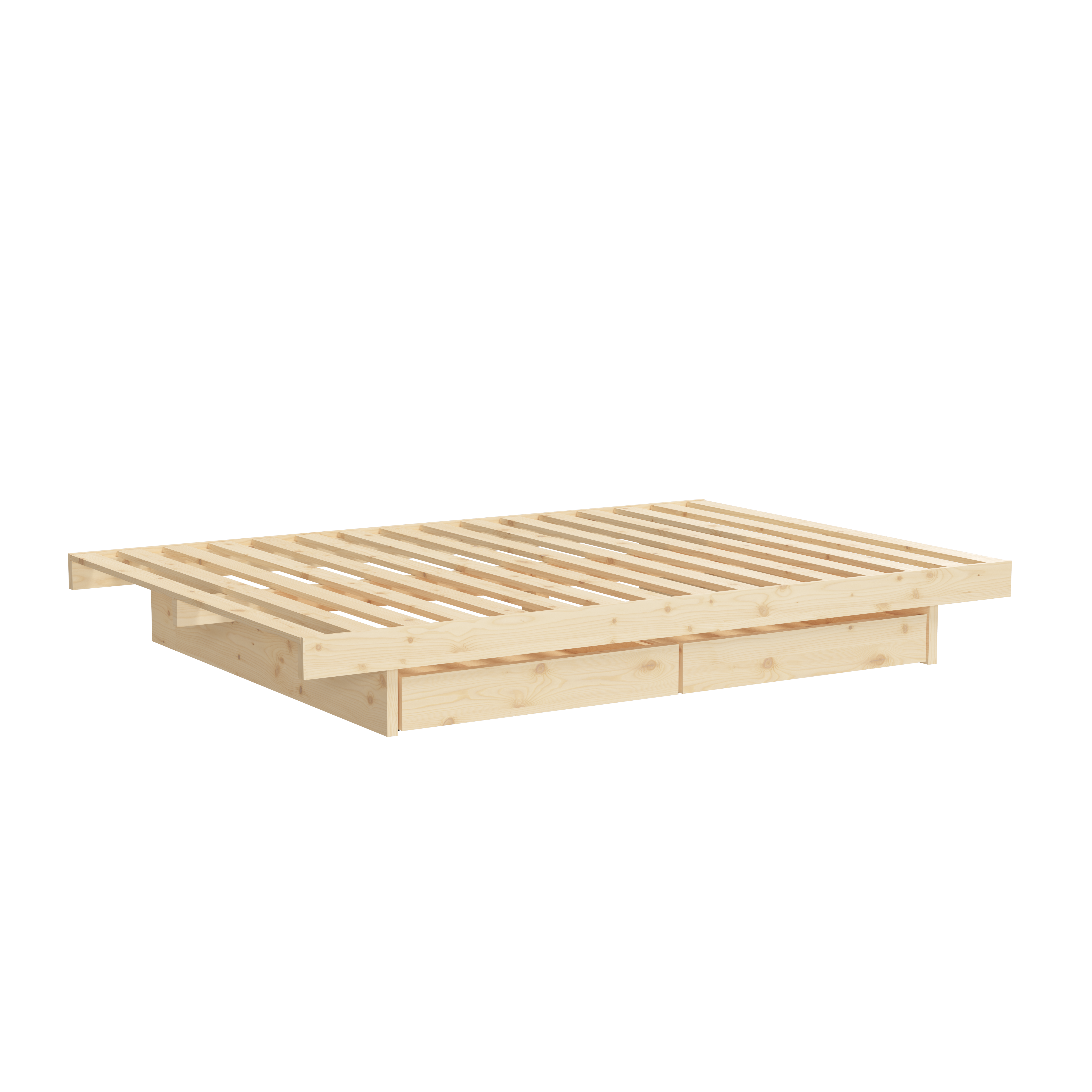 KANSO BED RAW KING SIZE W. 4 PCS BED ROLLERS RAW