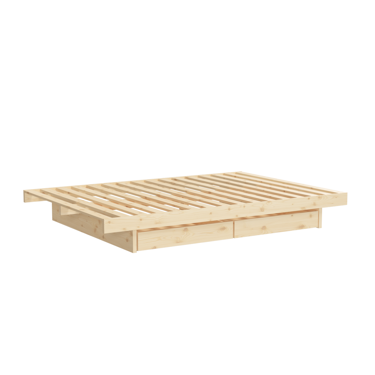 KANSO BED RAW QUEEN SIZE W. 4 PCS BED ROLLERS RAW
